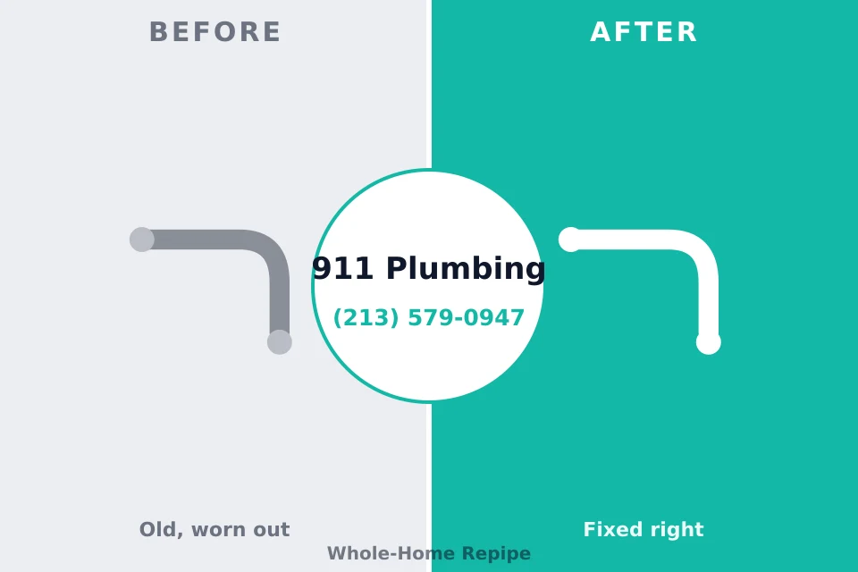 Before and after: plumbing repair North Kansas City, MO